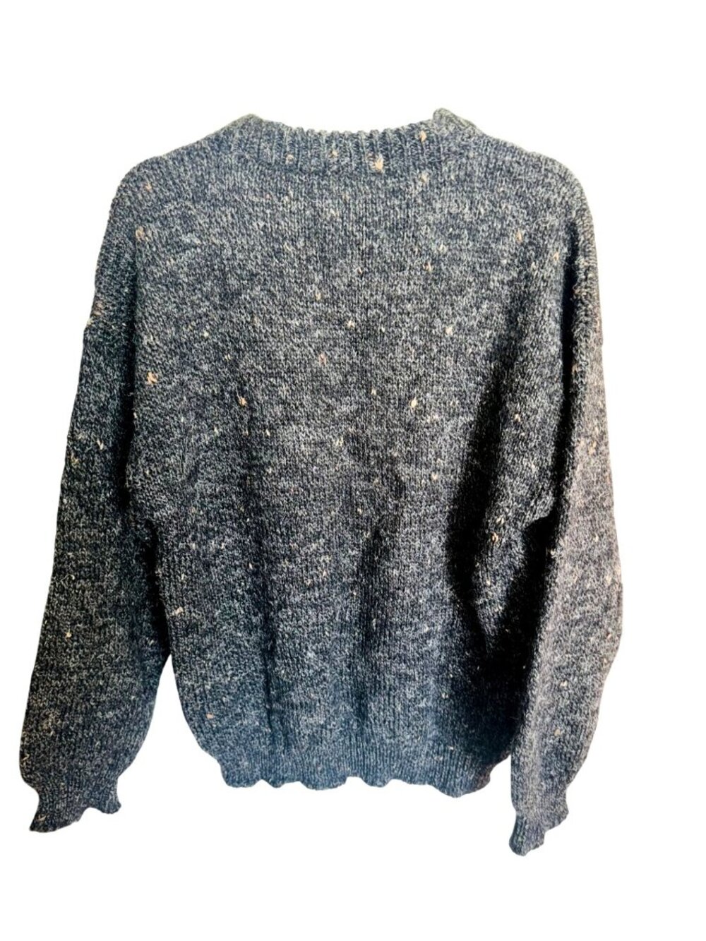 Vintage Reynolds Originals Gray Wool Heavy knit Sweater Leather Patches L Y2K - Picture 3 of 7